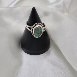 Sweet Turqoise Sterling Silver Ring Size 6 3/4.  VINTAGE